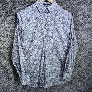 Men's White and Black Patterned Shirt